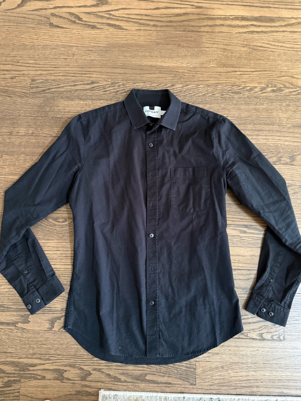 Topman Black Long-Sleeve Button Shirt